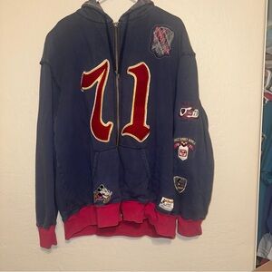 Disney Navy and Red Hoodie with Plaid Lining